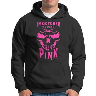 Breast Cancer Awareness Month Halloween Skull Pink Ribbon Hoodie - Thegiftio UK