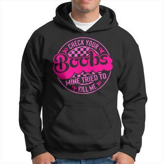 Breast Cancer Awareness Pink Check Your Boobs Survivor Hoodie - Monsterry AU