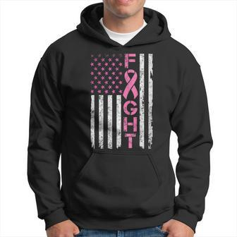 Breast Cancer Awareness T American Flag Distressed Hoodie