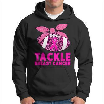 Breast Cancer Awareness Woman Tackle Football Pink Ribbon Hoodie - Seseable