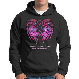 Breast Cancer Faith Hope Love Wings Awareness Back Hoodie | Mazezy UK