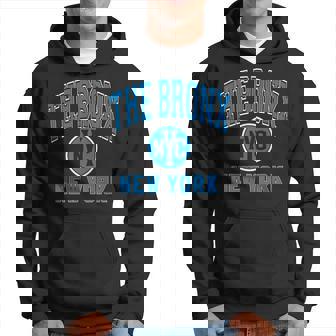 The Bronx New York Nyc Varsity Style Blue With White Outline Hoodie - Thegiftio