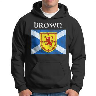 Brown Scottish Clan Name Gift Scotland Flag Festival Brown Funny Gifts Hoodie | Mazezy