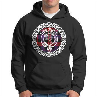 Brown Surname Last Name Scottish Clan Tartan Badge Crest Funny Last Name Designs Funny Gifts Hoodie | Mazezy