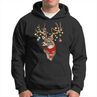 Buck Deer Antlers Christmas Lights Scarf Xmas Party Hoodie - Seseable