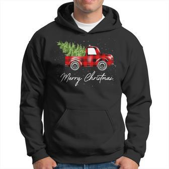 Buffalo Plaid Christmas Tree Red Truck Hoodie | Mazezy