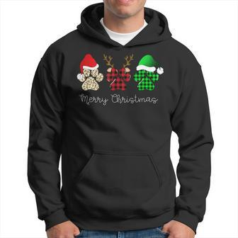 Buffalo Plaid Print Dog Paw Dog Lover Merry Christmas Party Hoodie - Monsterry
