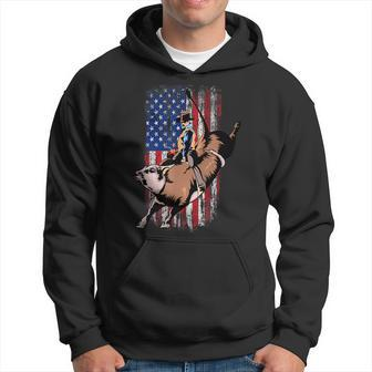Bull Rider Bull Riding Cowboy Rodeo American Flag Rodeo Funny Gifts Hoodie | Mazezy