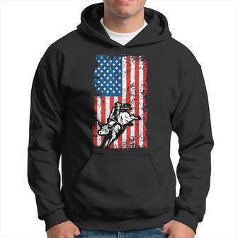 Bull Rider Bull Riding Rodeo Vintage American Flag July 4Th Rodeo Funny Gifts Hoodie | Mazezy