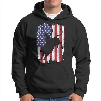 Bull Riding American Flag Rodeo Patriotic Bull Rider Gift Patriotic Funny Gifts Hoodie | Mazezy