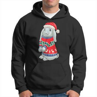 Bunny With Christmas Sweater Xmas Rabbit Christmas Hoodie - Thegiftio UK