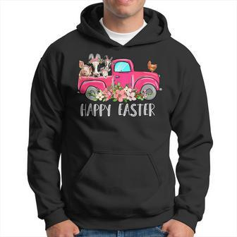 Bunny Cow Truck Animal Farming Lover Farmer Happy Easter Day Hoodie | Mazezy