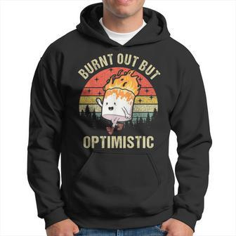 Burnt Out But Optimistic Funny Marshmallow For Camping Retro Hoodie - Thegiftio UK