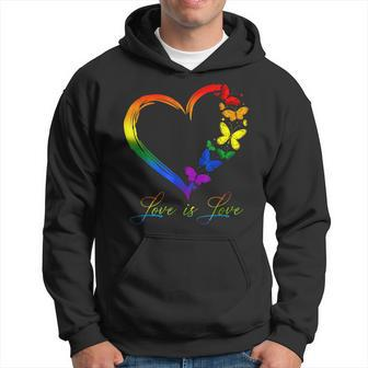 Butterfly Heart Rainbow Love Is Love Lgbt Gay Lesbian Pride Hoodie - Thegiftio UK