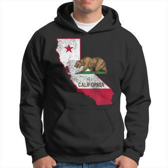 California State Flag And Outline Distressed Hoodie | Mazezy