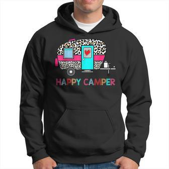 Camper Happy Summer Camp Camping Leopard Funny Glamping Camping Funny Gifts Hoodie | Mazezy
