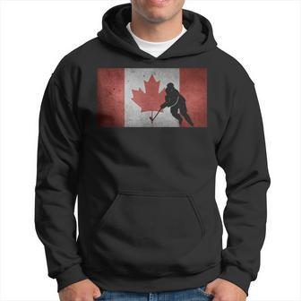 Canadian Hockey Player Canada Flag Maple Leaf Ice Skating Hoodie | Mazezy