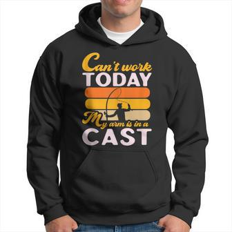 Cant Work Today My Arm Is In A Cast Wave Sea Anchor Fishing Hoodie | Mazezy