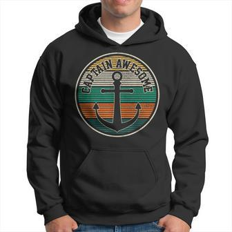 Captain Awesome - Vintage Anchor Funny Sailing Boating Gift Hoodie | Mazezy