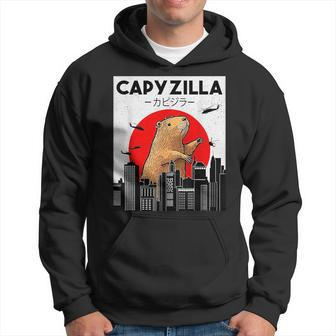 Capyzilla Funny Capybara Japanese Sunset Rodent Animal Lover Gifts For Capybara Lovers Funny Gifts Hoodie | Mazezy