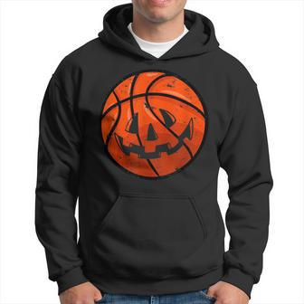 Carved Basketball Jack O Lantern Pumpkin Vintage Halloween Basketball Funny Gifts Hoodie | Mazezy