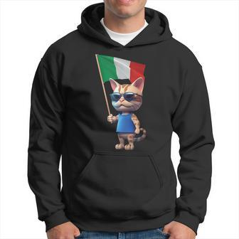 Cat Italy Flag Italian Italia Rome Pizza Kids Adorable Kitty Hoodie | Mazezy