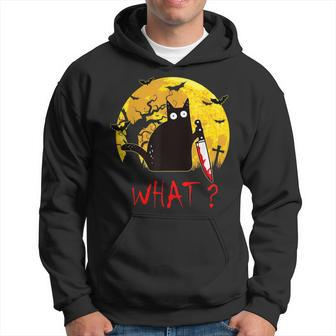 Cat What Murderous Black Cat With Knife Halloween Costume Hoodie - Monsterry