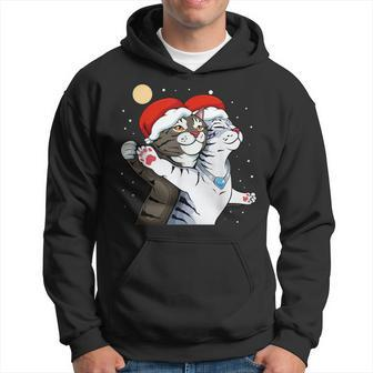 Cat Santa Hat Meme Christmas Pajama Kitten Kitty X-Mas Hoodie - Thegiftio UK