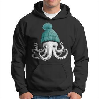 Cephalopod Octopus Lover Chilling In A Cap Novelty Apparel Hoodie - Seseable