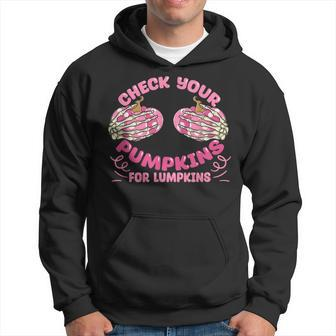 Check Your Pumpkins Breast Cancer Awareness Halloween Hoodie - Seseable