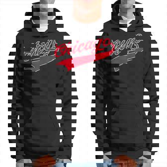 Chicago Vintage Red Text Hoodie - Seseable