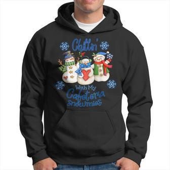 Chillin' With My Cafeteria Snowmies Christmas Lunch Lady Hoodie - Thegiftio UK