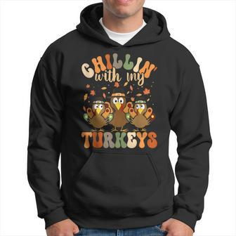 Chillin With My Turkeys Matching Family Thanksgiving Turkey Hoodie - Thegiftio UK