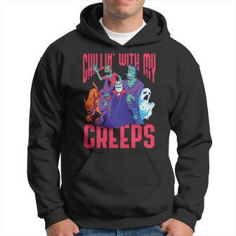 Chillin With My Creeps Halloween Scary Monsters Costume Hoodie | Mazezy
