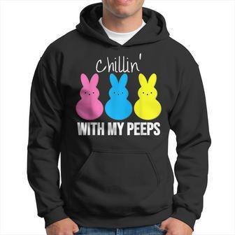 Chillin With My Peeps Bunny Girls Boys Funny Easter Hoodie | Mazezy