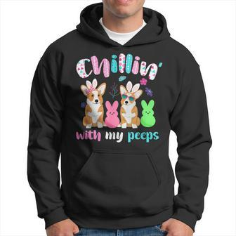 Chillin With My Peeps Funny Bunny Corgi Dog Easter Corgi Funny Gifts Hoodie | Mazezy