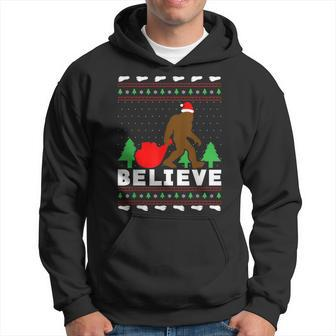 Christmas Believe Bigfoot Ugly Xmas Sweater Hoodie | Mazezy