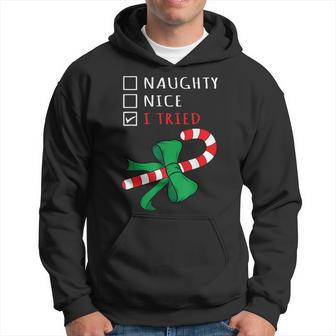 Christmas Candy Cane I Tried Checklist Hoodie - Monsterry