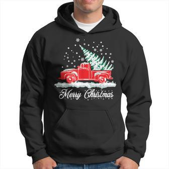 Christmas Classic Old Red Truck Vintage Pick Up Xmas Tree Hoodie | Mazezy