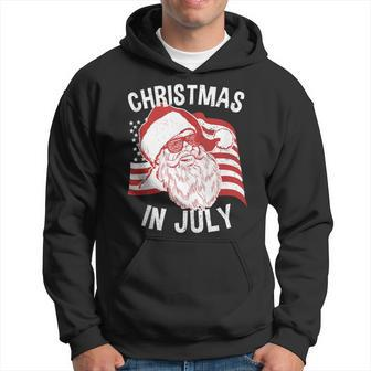 Christmas In July Retro Hipster Santa 4Th Of July Hoodie - Monsterry AU