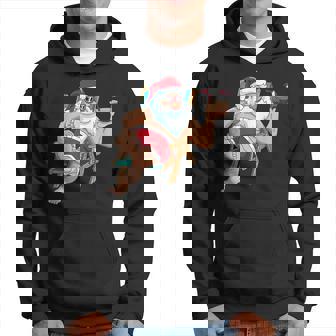 Christmas In July Santa On Beach Independence Day Summer Hoodie - Seseable