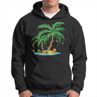 Christmas Palm Tree Tropical Xmas Coconut Lights Pajama Hoodie - Seseable