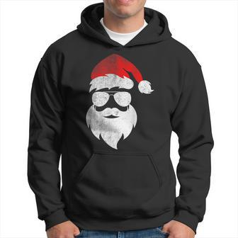 Christmas Santa Claus Face Sunglasses With Hat Beard Hoodie - Seseable