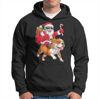 Christmas Santa Claus Riding English Bulldog Xmas Boys Dog Hoodie - Thegiftio UK