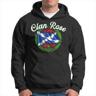 Clan Rose Tartan Scottish Last Name Scotland Flag Funny Last Name Designs Funny Gifts Hoodie | Mazezy