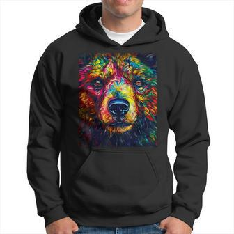 Colorful Grizzly Bear Closeup  Hoodie