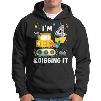 Construction Truck 4Th Birthday Boy 4 Yrs Old Digger Builder Hoodie | Mazezy