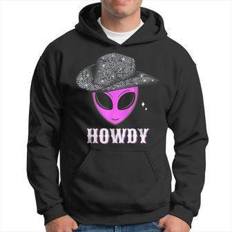 Cool Cowboy Hat Alien Howdy Space Western Disco Theme Hoodie - Seseable