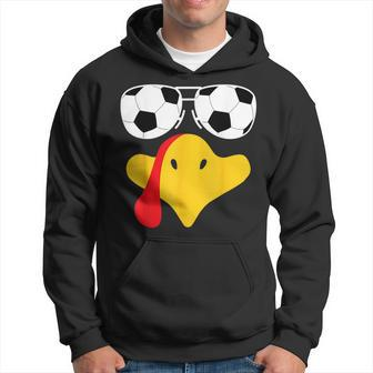Cool Turkey Face With Soccer Sunglasses Thanksgiving Hoodie - Seseable