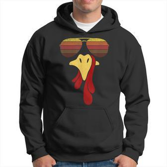 Cool Turkey Face With Sunglasses Face Vintage Retro Hoodie - Seseable